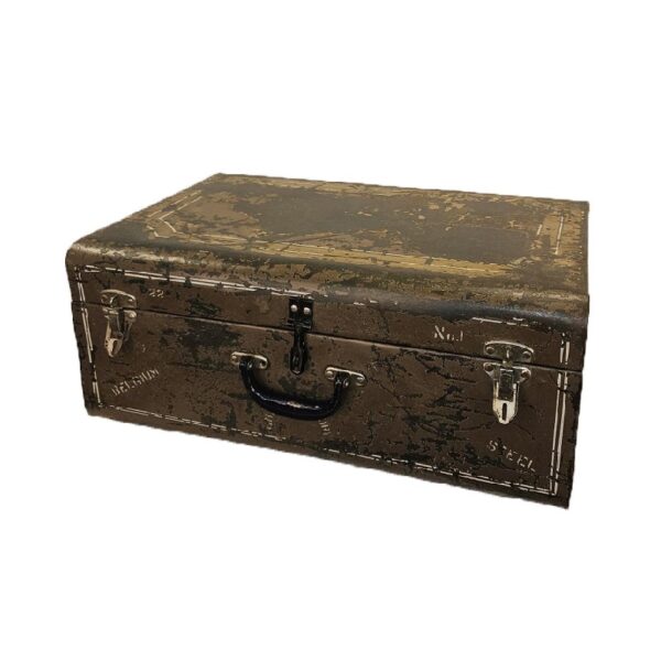 vintage ijzeren afsluitbare koffer