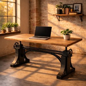 Vintage industrieel in hoogte verstelbaar bureau