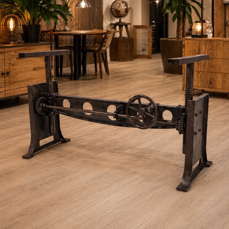 Antiek look verstelbaar stalen onderstel in roest look.