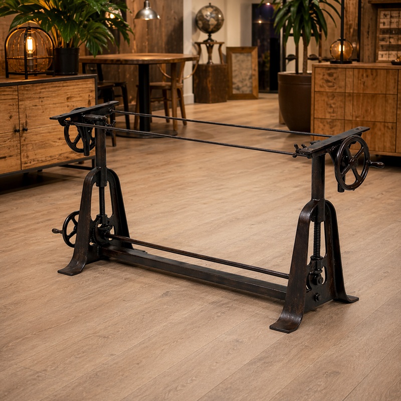 Vintage zwart onderstel 120 cm breed in hoogte verstelbaar.