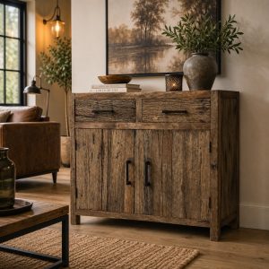 Houten kast gemaakt van reclaimed woord.
