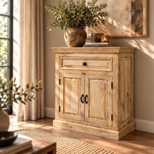 Boho stijl dressoir van naturel mangohout.