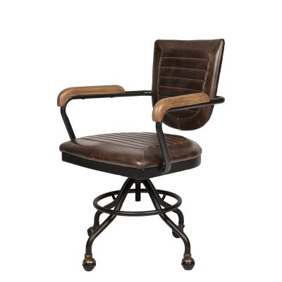 vintage look bureaustoel met lederen bekleding en verstelbaar in hoogte